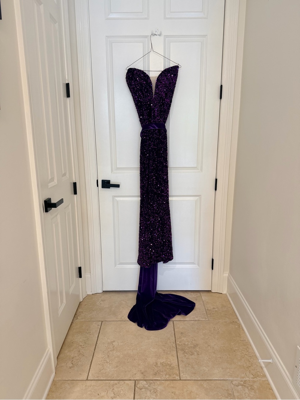 SHEIN Dark Purple Sequin Strapless Sweetheart Gown
